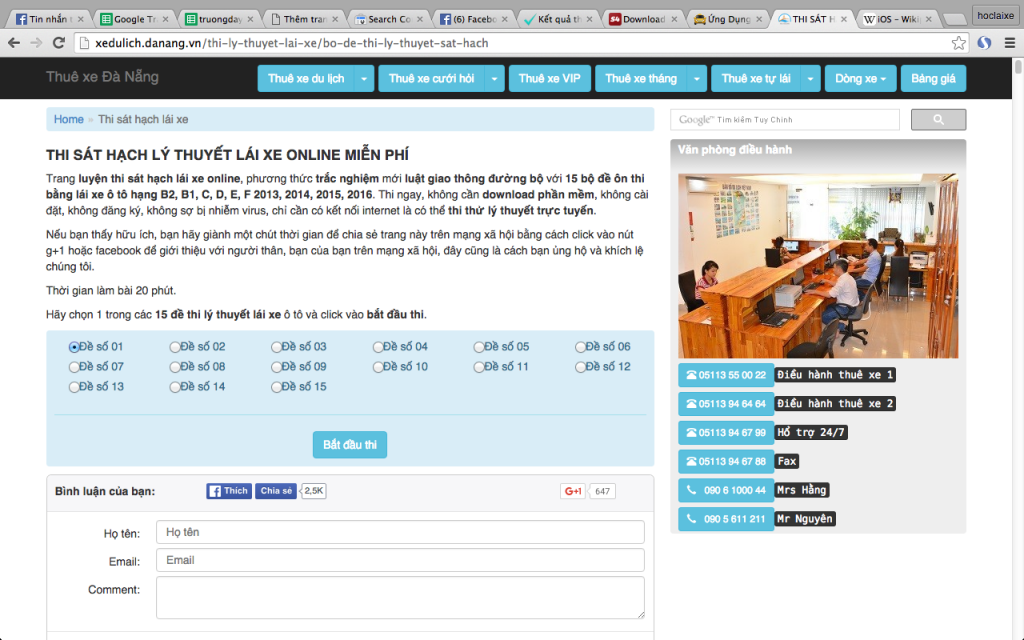 học luật lái xe ô tô online